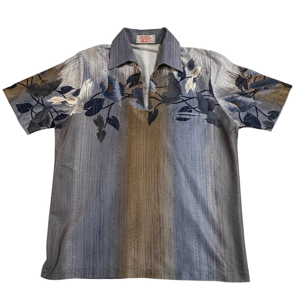 Vintage 1970s Bonney & Gordon Alan Stuart Men‎ Size M Floral Stripe Grandpacore